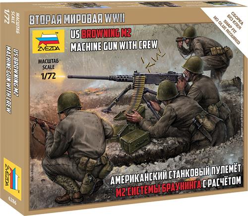 1:72 Zvezda 6286 US Machine Gun Browning w/Crew Plastic Modelbouwpakket