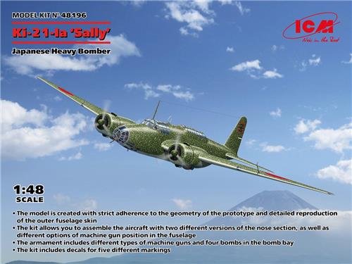 1:48 ICM 48196 Mitsubishi Ki-21-Ia Sally Plane Plastic Modelbouwpakket