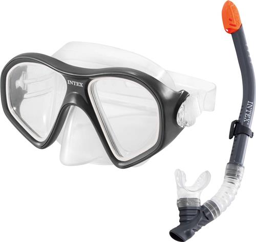 Intex Snorkelset Reef Rider Zwart/Grijs 2-delig