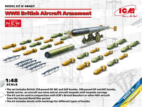 1:48 ICM 48407 WWII British Aircraft Armament Plastic Modelbouwpakket