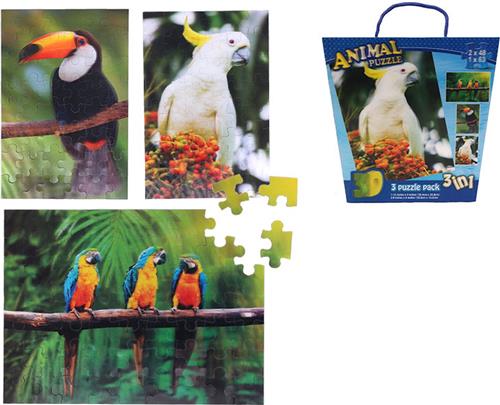 PIA Soft Toys - 3D Puzzel Tropische vogels - 30.4 x 22.8 cm - 22.8 x 15.2 cm - 3 in 1 box