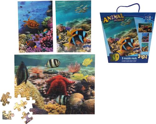 PIA Soft Toys - 3D Puzzel Tropische zeedieren - 30.4 x 22.8 cm - 22.8 x 15.2 cm - 3 in 1 box