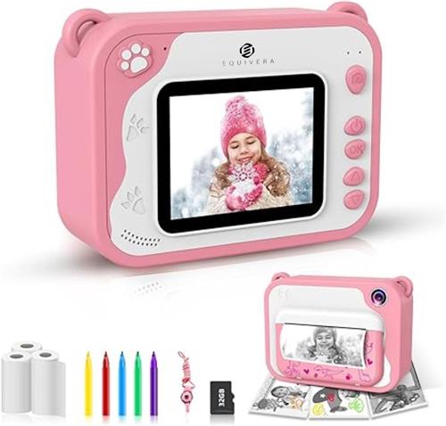 Equivera Kindercamera met Foto Printer - Kindercamera - Printcamera - Digitale Camera Kinderen - Speelgoed Camera