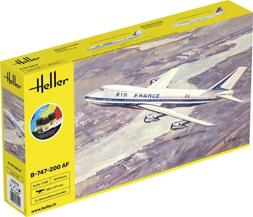 1:125 Heller 56459 B-747 AirFrance Plane - Starter Kit Plastic Modelbouwpakket