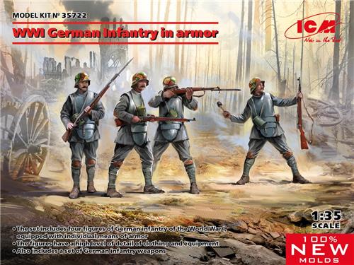 1:35 ICM 35722 WWI German Infantry in rmor Plastic Modelbouwpakket