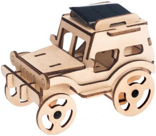 3D Houten Puzzel op Zonne-energie, Jeep, PZ008, 13,5 x 7,5 x 9cm