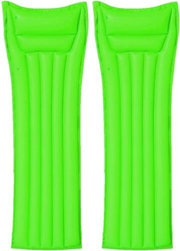 Set van 2x stuks bestway basic opblaasbaar luchtbedden groen 183 x 69 cm - Strand/Camping