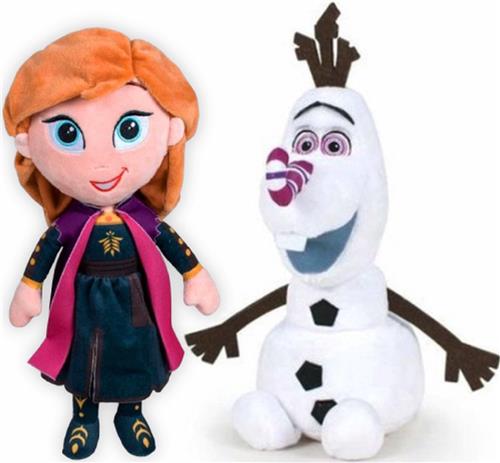 Anna + Olaf Disney Frozen Pluche Knuffel 32 cm {Disney Frozen 2 Plush Toy | Speelgoed pop Knuffelpop Knuffeldier voor Kinderen Jongens Meisjes | Anna, Elsa, Sven, Olaf Sneeuwpop}