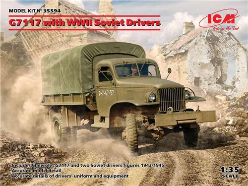 1:35 ICM 35594 G7117 Truck with WWII Soviet Drivers Plastic Modelbouwpakket