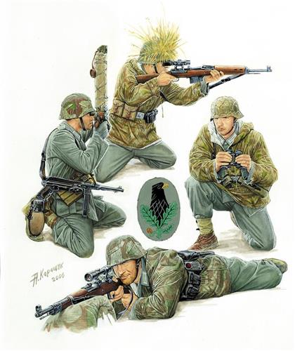 1:35 Zvezda 3595 German Sniper Team WWII Plastic Modelbouwpakket