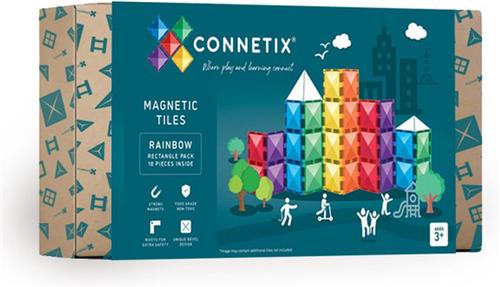 CONNETIX - Magnetisch Tegels - Regenboog Rechthoekige Verpakking - 18 Stuks