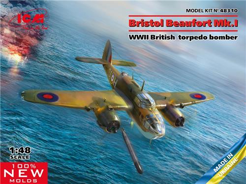 1:48 ICM 48310 Bristol Beaufort Mk.I - WWII British Torpedo Bomber Plastic Modelbouwpakket