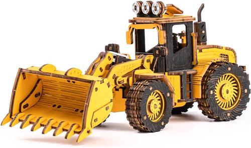 Robotime Bulldozer / Front-end Loader TG509K - 3D puzzel - Houten bouwpakket - Knutselen - Miniatuur