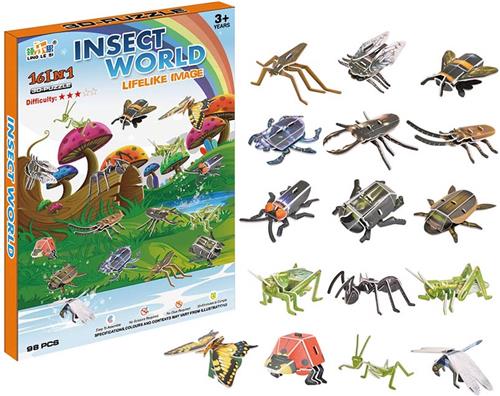 PIA Soft Toys - 3D puzzel Insecten - 16 in 1 box