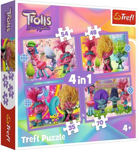 Trefl Trefl - Puzzels - 4in1" - Avonturen van kleurrijke Trollen / Universal Trolls 3 (2023)"