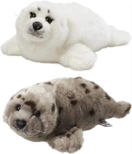 2x stuks Zeehonden knuffels van 40 cm wit en grijs - Zeedieren speelgoed