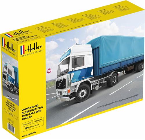 1:32 Heller 81703 Volvo F-12-20 Globetrotter w Twin-Axle semi trailer Plastic Modelbouwpakket