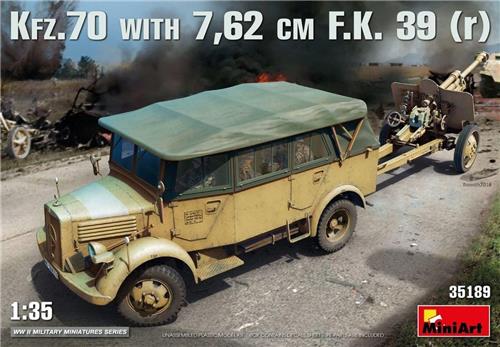 1:35 MiniArt 35189 Mercedes-Benz Kfz.70 & 7,62 cm F.K. 39 (r) Plastic Modelbouwpakket