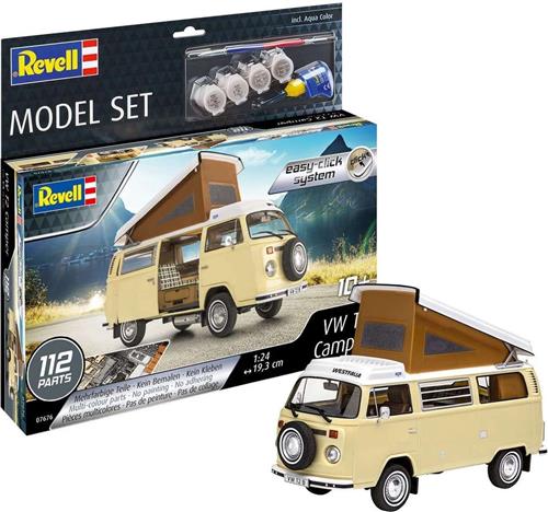 1:24 Revell 67676 Volkswagen T2 Camper Bus - Easy Click System - Model Set Plastic Modelbouwpakket