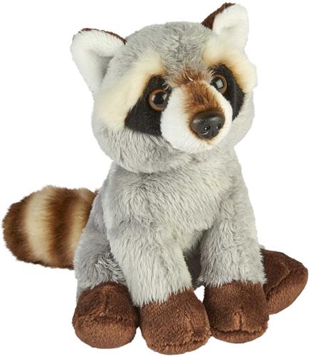 Ravensden Pluche knuffel dier Wasbeer - grijs - 15 cm - Wasberen knuffels - cadeau