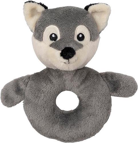 Nature Planet Dieren knuffel baby rammelaar wolf - grijs - 10 x 15 cm - Kraamcadeau geboorte