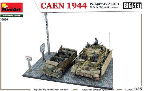 1:35 MiniArt 36066 Caen 1944: Pz.Kpfw.IV Ausf.H & Kfz.70 w/Crews - Big Set Plastic Modelbouwpakket