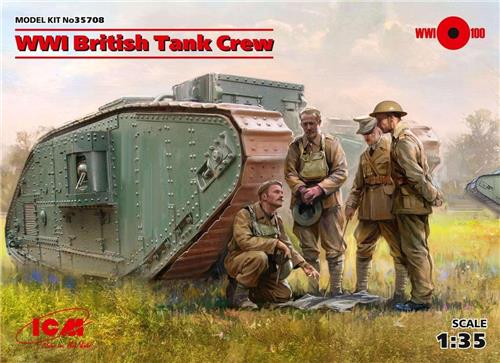 1:35 ICM 35708 WWI British Tank Crew (4 figures) Plastic Modelbouwpakket