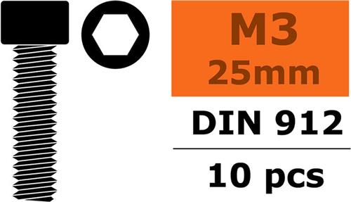 Revtec - Cilinderkopschroef - Binnenzeskant - M3X25 - Staal - 10 st