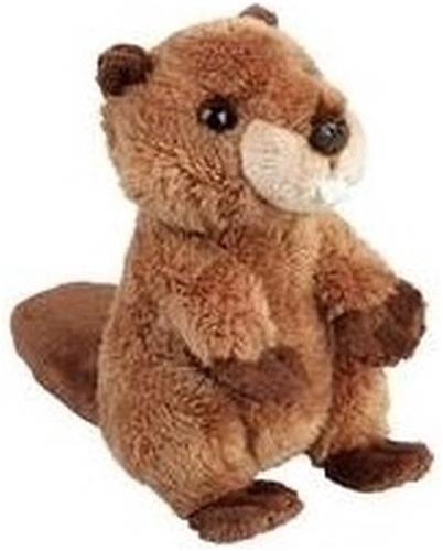 Pluche bruine bever knuffel 15 cm - Bevers knaagdieren knuffels - Speelgoed knuffeldieren/knuffelbeest voor kinderen