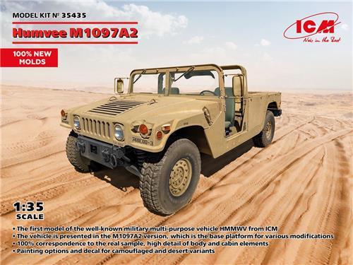 1:35 ICM 35435 HMMWV-Hummer-Humvee M1097A2 - Panzerwagen Plastic Modelbouwpakket