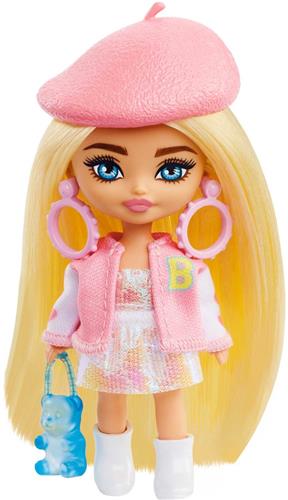 Barbie Extra Mini Mini's Pop - 8.3 cm groot - Super Cute - Inclusief Standaard - Met baret