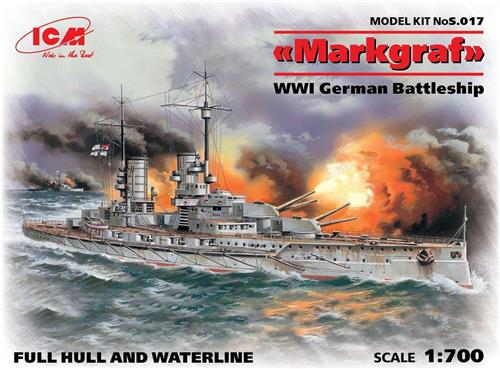 1:700 ICMS.017 Markgraf (full hull & waterline), WWI German Battleship Plastic Modelbouwpakket