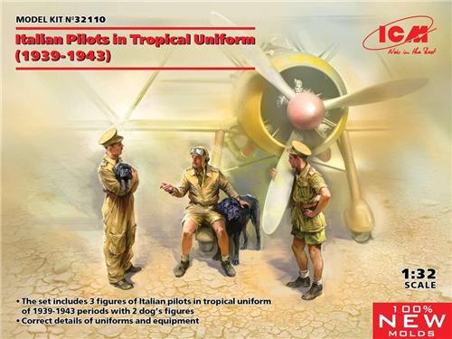 1:32 ICM 32110 Italian Pilots in Tropical Uniform (1939-1943) Plastic Modelbouwpakket