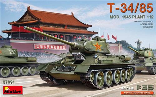 1:35 MiniArt 37091 T-34/85 MOD 1945 Plant 112 Plastic Modelbouwpakket