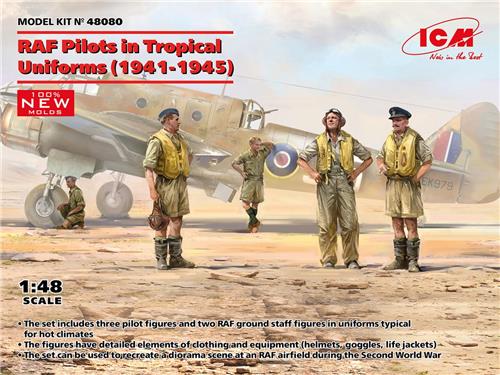 1:48 ICM 48080 RAF Pilots in Tropical Uniforms 1941-1945 Plastic Modelbouwpakket