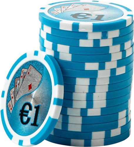 ABS Cashgame Poker Chips 1 blauw (25 stuks)- pokerchips - pokerfiches - ABS chips - pokerspel - pokerset - poker set