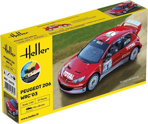 1:43 Heller 56113 PEUGEOT 206 WRC 03 - Starter Kit Plastic Modelbouwpakket