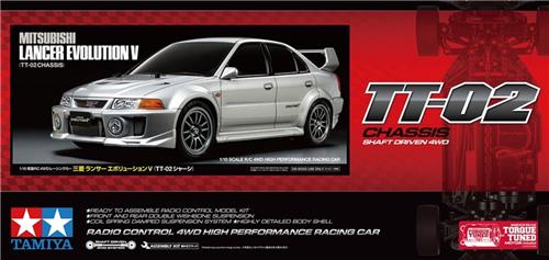 1:10 Tamiya 58713 RC Mitsubishi Lancer Evo V TT-02 RC Plastic Modelbouwpakket