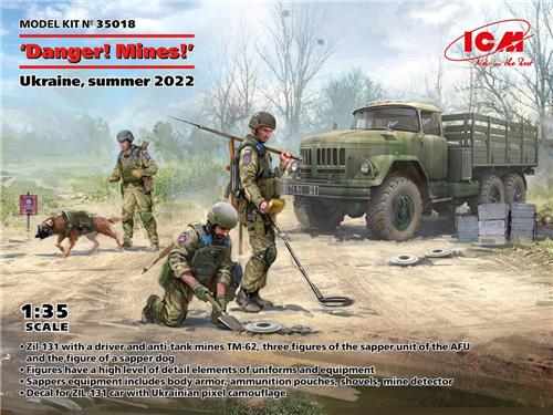 1:35 ICM 35018 Danger! Mines! Ukraine - summer 2022 - Zil-131 Truck met Figuren Plastic Modelbouwpakket