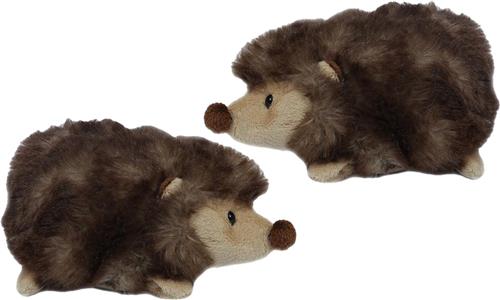 Pia Soft Toys Knuffeldier Egel - 2x - zachte pluche stof - bruin - kwaliteit knuffels - 15 cm - Egels