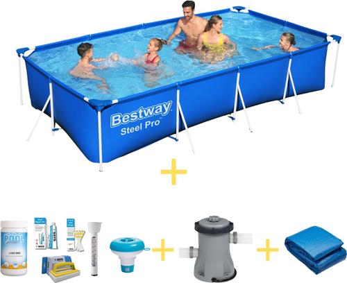 Bestway Zwembad - Steel Pro - 400 x 211 x 81 cm - Inclusief WAYS Onderhoudspakket, Filterpomp & Grondzeil