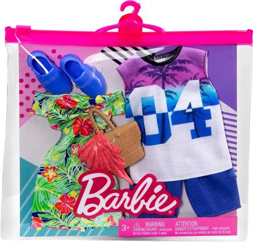 Barbie Kleding Outfit en Accessoires 2-Pack Bloemen Jurk + Schoenen en Handtas - T-Shirt en Broek