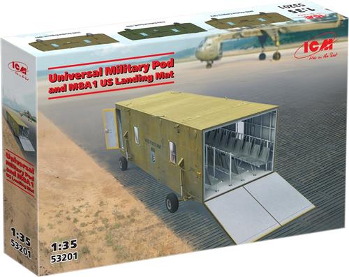 1:35 ICM 53201 Universele Militaire Pod en M8A1-landingsmat Plastic Modelbouwpakket