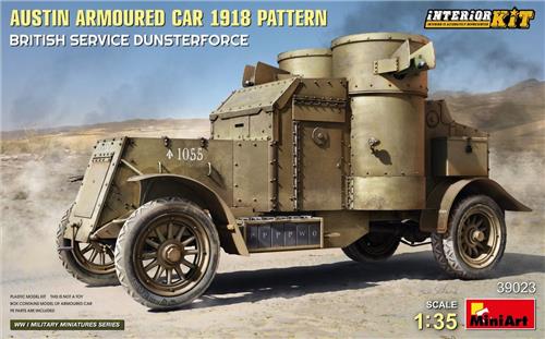 1:35 MiniArt 39023 Austin Pantserwagen 1918 Patroon - Britse Dienst Dunsterforce met Volledig Interieur Plastic Modelbouwpakket