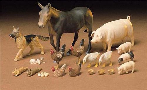 1:35 Tamiya 35128 Diorama-Set Livestock (18 animals) Plastic Modelbouwpakket