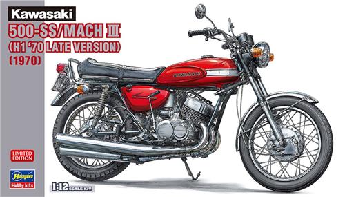 1:12 Hasegawa 21731 Kawasaki 500-SS/MACH III - H1 1970 Late Version Plastic Modelbouwpakket