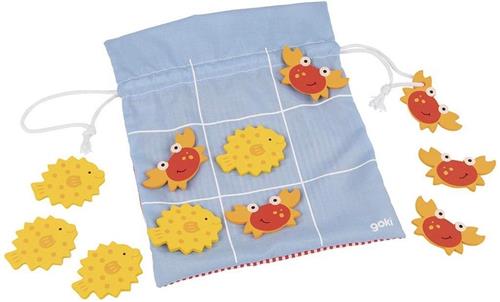 Goki Tic-tac-toe Zeedieren 6,5 Cm Hout/katoen Blauw/geel