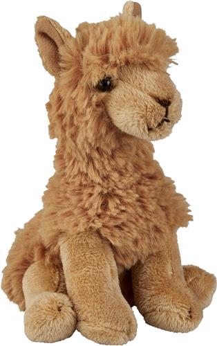 Ravensden Pluche knuffel dier Alpaca - bruin - 15 cm - Speelgoed Alpacas knuffelbeesten