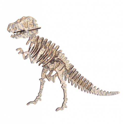 Bouwpakket 3D Puzzel Tyrannosaurus van hout- kleur