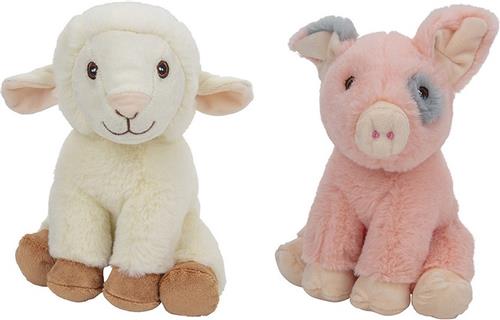 Pluche boerderijdieren knuffels Schaap en Varken van 23 cm - Speelgoed dieren